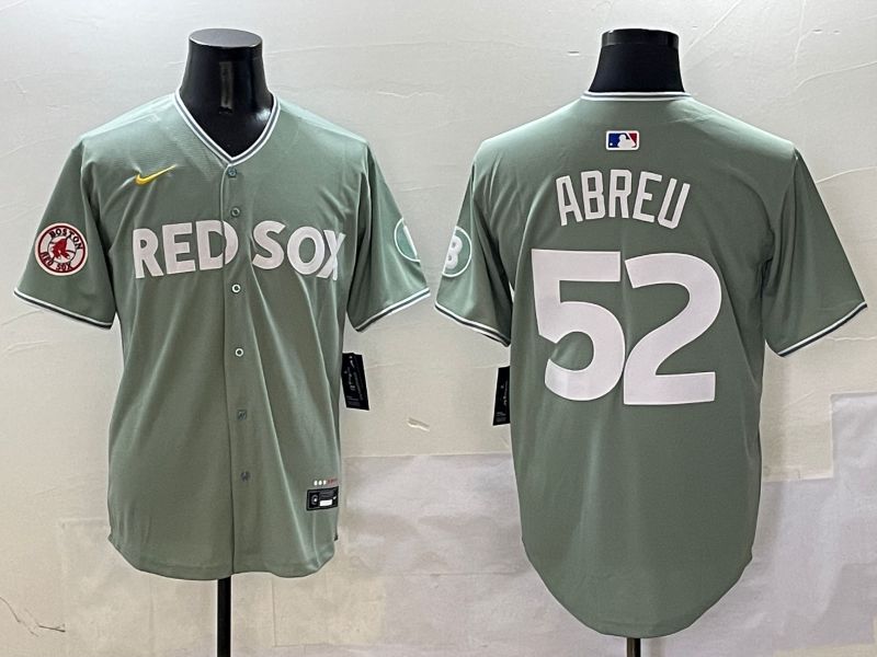 Men Boston Red Sox 52 Abreu Green Joint Name Game Nike 2025 MLB Jersey style 6